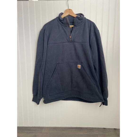 Carhartt Men's Loose Fit Midweight Full-Zip Sweatshirt Sz. M New Navy Full Size - Picture 1 of 7